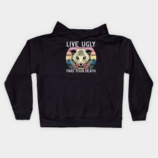 Live Ugly Fake Your Death -Satanic Possum T-Shirt Kids Hoodie